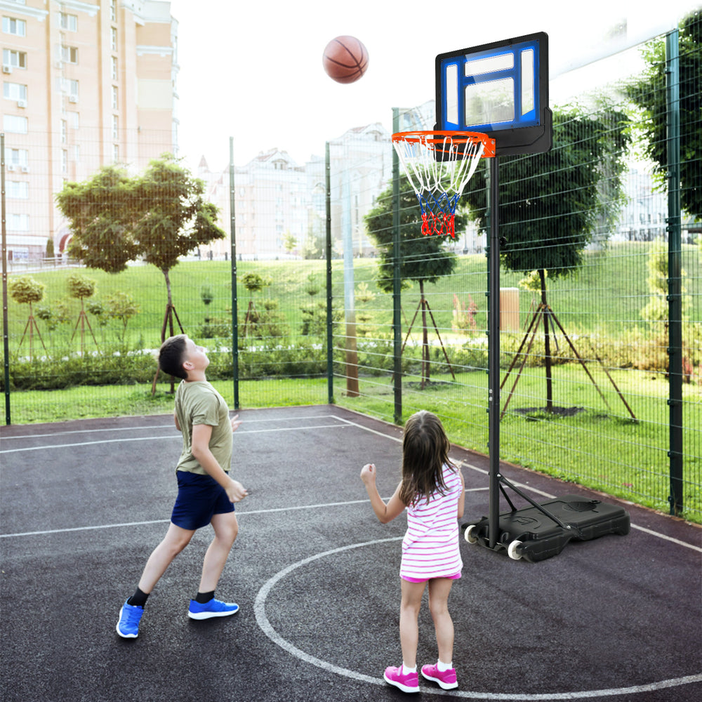 4.3-8.2 Feet Portable Basketball Hoop with Adjustable Height and Wheels-Blue - Gallery View 1 of 11
