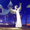 12 feet inflatable Halloween ghost with LED lights, designed for outdoor decor, creating a spooky atmosphere.