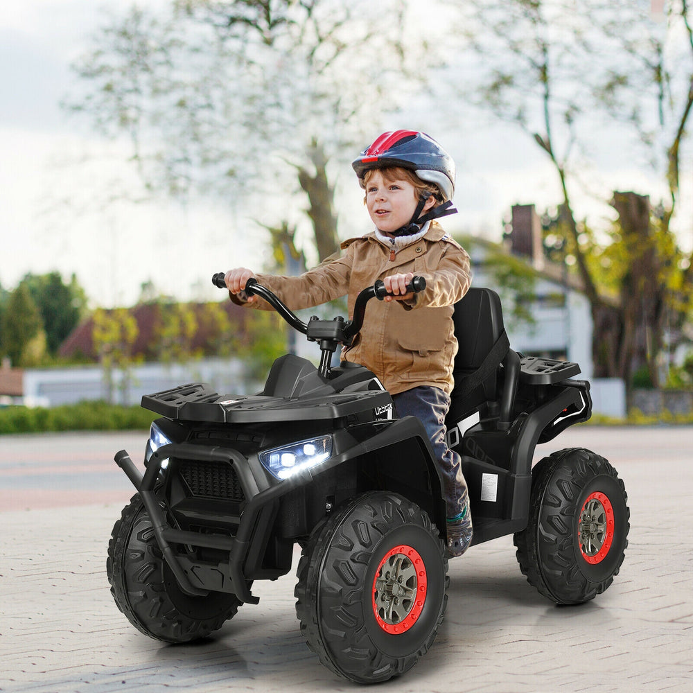 12 V Kids Electric 4-Wheeler ATV Quad with MP3 and LED Lights-Black - Gallery View 1 of 11