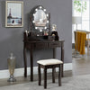 Makeup Vanity Dressing Table Set with Dimmable Bulbs Cushioned Stool-Coffee - Gallery View 1 of 12