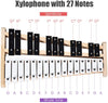 27-note glockenspiel xylophone with wood frame and rubber mallets, perfect for music teaching and performances.