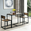 3 Pcs Dining Set Compact Table and 2 Chair with Metal Frame for for Small Space-Coffee - Gallery View 1 of 12