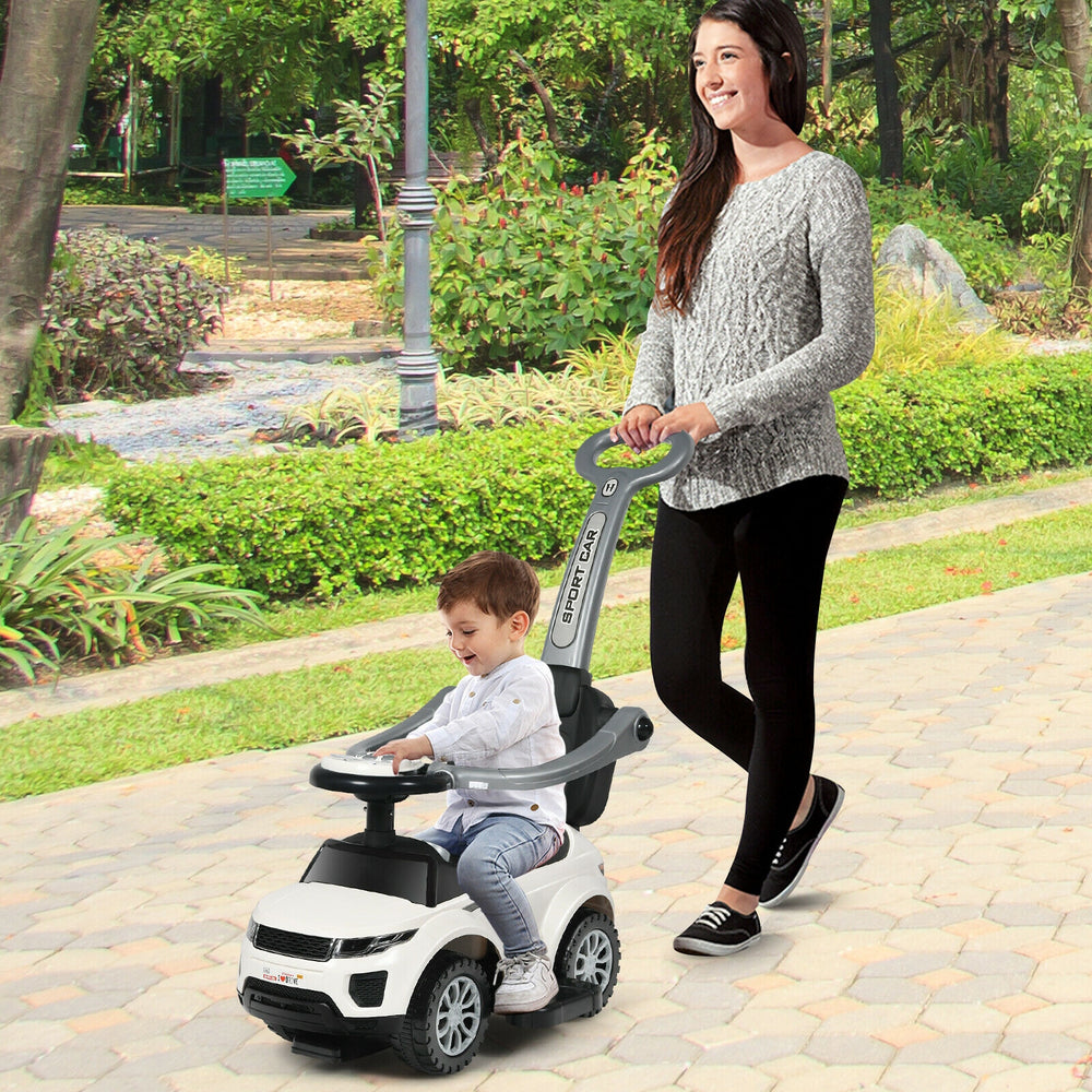 3 In 1 Ride on Push Car Toddler Stroller Sliding Car with Music-White - Gallery View 1 of 12