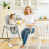Folding baby high dining chair in gray with adjustable height, detachable tray, and soft cushion for comfortable.