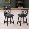 2 Pieces 24 Inch Swivel Counter Height Barstool Set with Rubber Wood Legs-Black - Gallery View 1 of 11