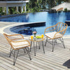 3 Pieces Rattan Furniture Set with Cushioned Chair Table-White - Gallery View 1 of 12