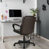 Side view of the adjustable leather executive office chair with armrests, showcasing its ergonomic design and stylish.