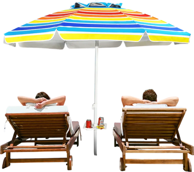 Costway 7.2' Portable Outdoor Beach Umbrella w/ Sand Anchor Tilt Mechanism Multicolor 16582479 New
