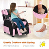 Kids youth gaming recliner in pink PU leather with adjustable footrest and headrest for comfort during gaming or.