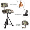 Swivel hunting chair with detachable backrest, sturdy steel frame, and large no-sink foot pads for outdoor stability.