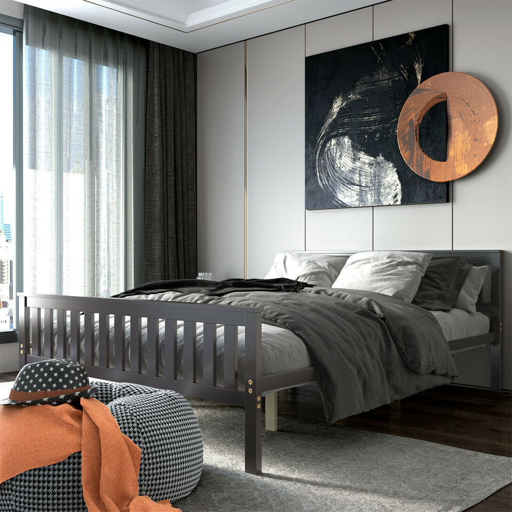 Queen Wood Platform Bed with Headboard - Gallery View 1 of 11