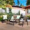 4 Pieces Patio Furniture Set with Glass Top Coffee Table-Brown - Gallery View 1 of 12