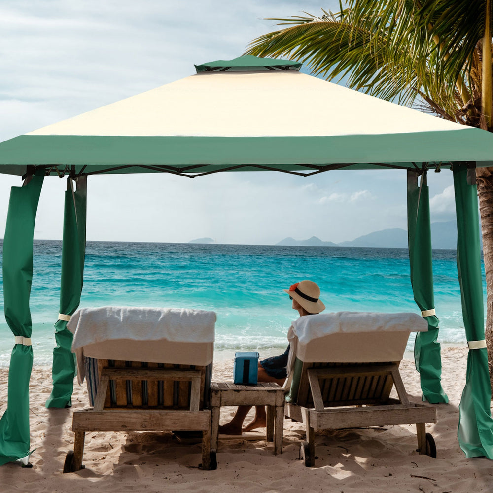 13 Feet x 13 Feet Pop Up Canopy Tent Instant Outdoor Folding Canopy Shelter-Green - Gallery View 1 of 14