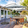 10 Feet Offset Umbrella with 8 Ribs Cantilever and Cross Base-Gray - Gallery View 1 of 12