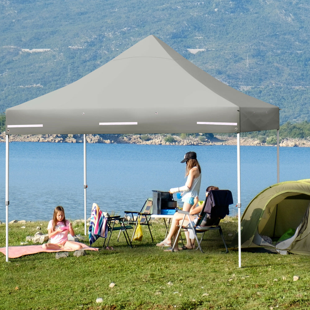 10 x 10 Feet Pop up Gazebo with 4 Height and Adjust Folding Awning-Gray - Gallery View 1 of 12