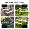 Picnic table bench set in white, featuring a sturdy metal frame, ideal for outdoor camping, BBQs, and gatherings.
