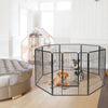 Heavy-duty 8-panel pet playpen with door, featuring rust-resistant coating, providing space for dogs to play indoors.