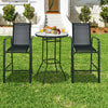 3 Pieces Outdoor Patio Bar Table Stool Set-Black - Gallery View 1 of 12