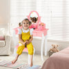 Kids Vanity Princess Makeup Dressing Table Stool Set with Mirror and Drawer-Pink - Gallery View 1 of 10