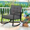 Patio Rattan Rocker Outdoor Glider Rocking Chair Cushion Lawn-Gray - Gallery View 1 of 12