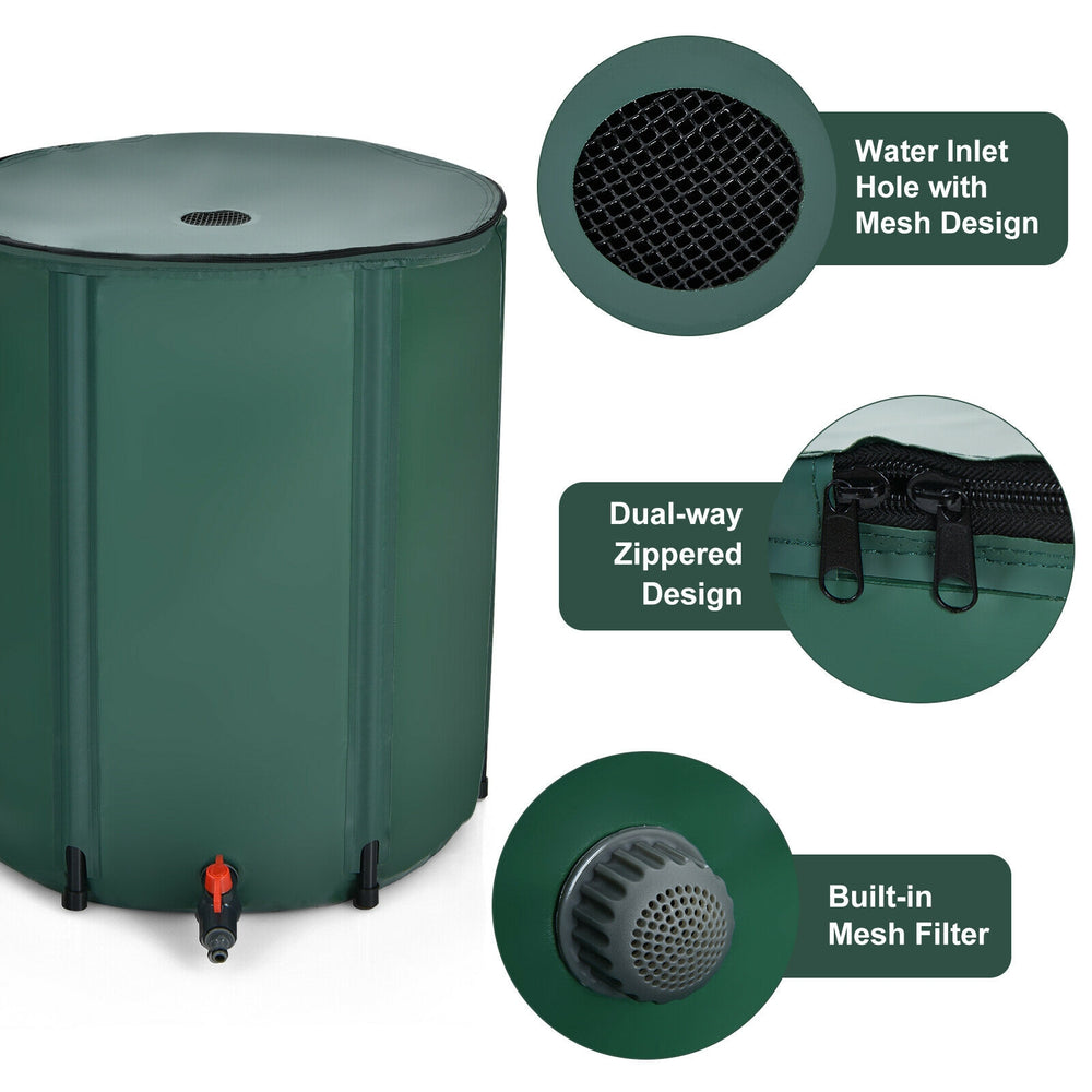 60 Gallon Portable Collapsible Rain Barrel Water Collector for Watering - Gallery View 9 of 10
