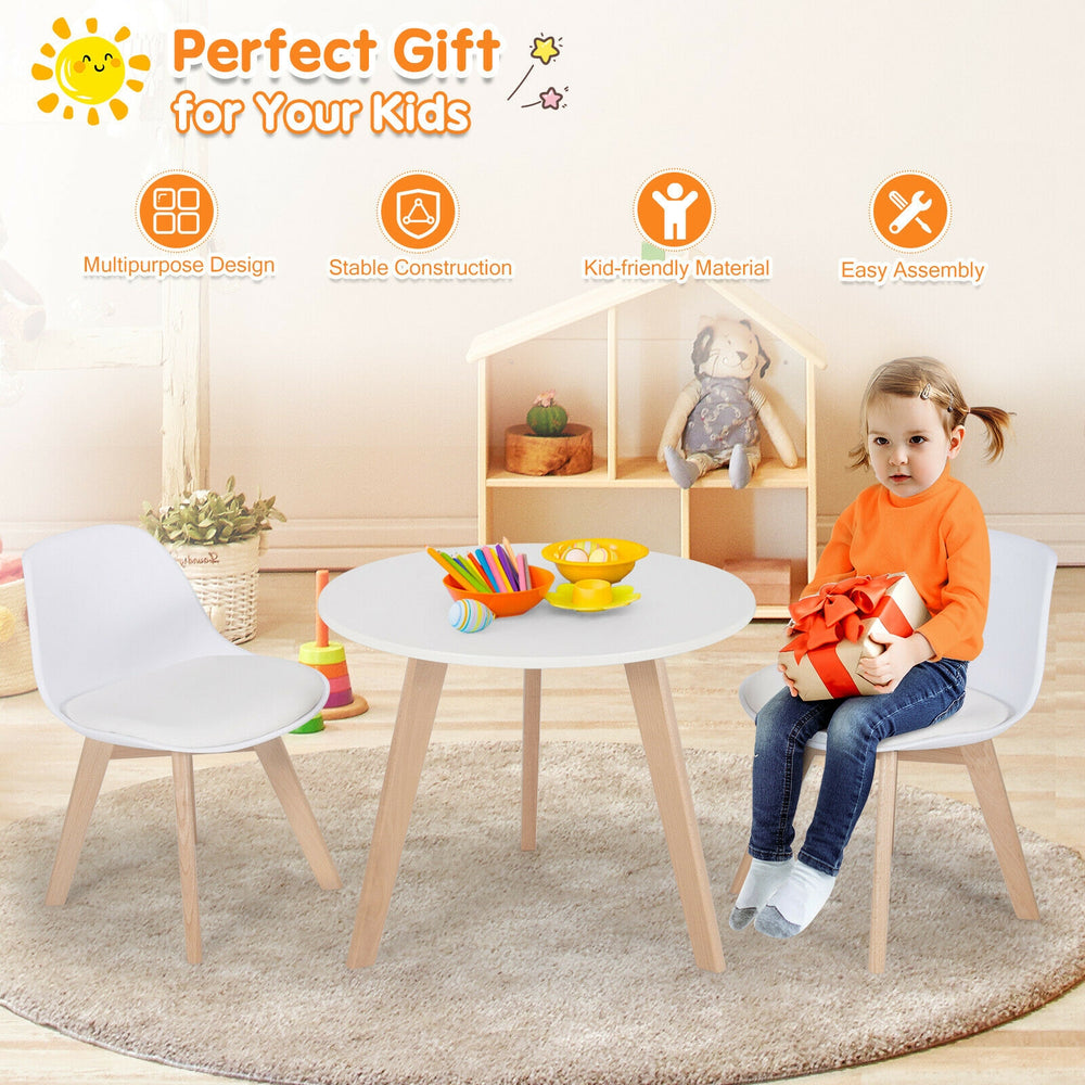 Kids activity play table and 2 chairs set with beech legs, ergonomic design, perfect for playtime and learning.