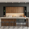 Set of 6 black backless round metal stools with daisy design, perfect for indoor and outdoor use.