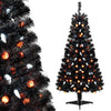 Black 4.5 feet artificial Halloween tree with 65 ghost and pumpkin lights, featuring 6 lighting modes for festive decor.