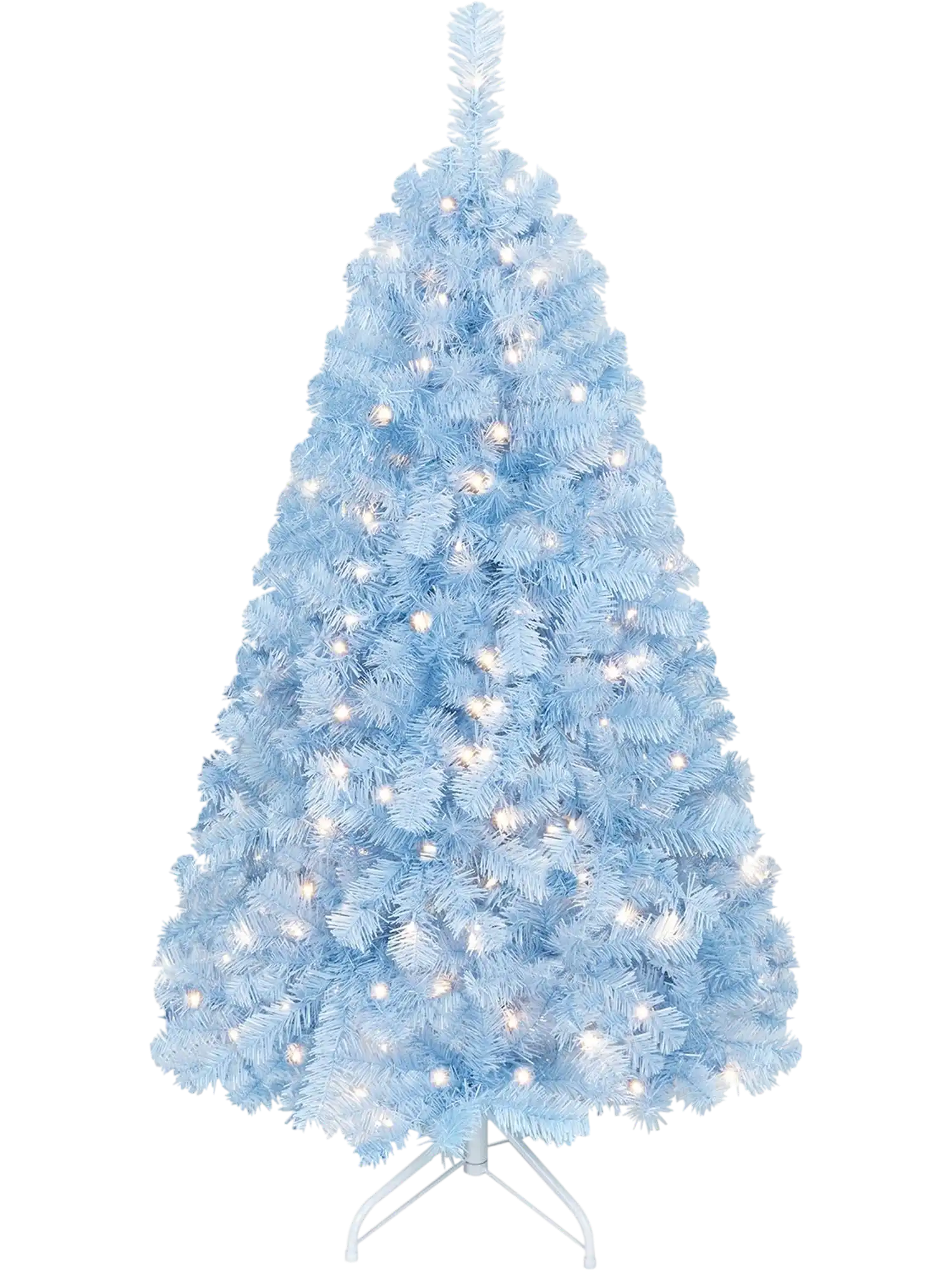 Costway Pre-Lit Ice Blue Christmas Tree Warm White Lights 6'/4.5' 33423392 New