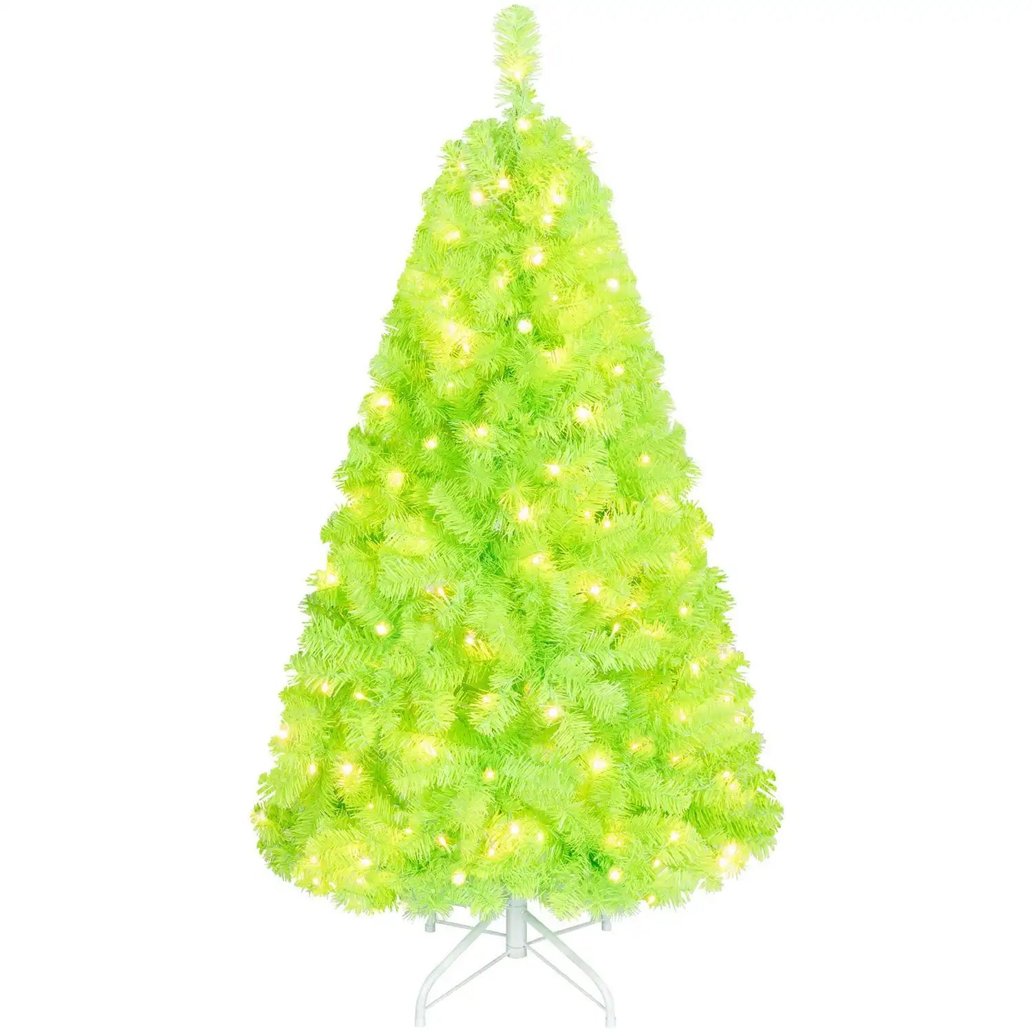 Costway Pre-Lit Lime Green Christmas Tree Warm White LED 29135632 New