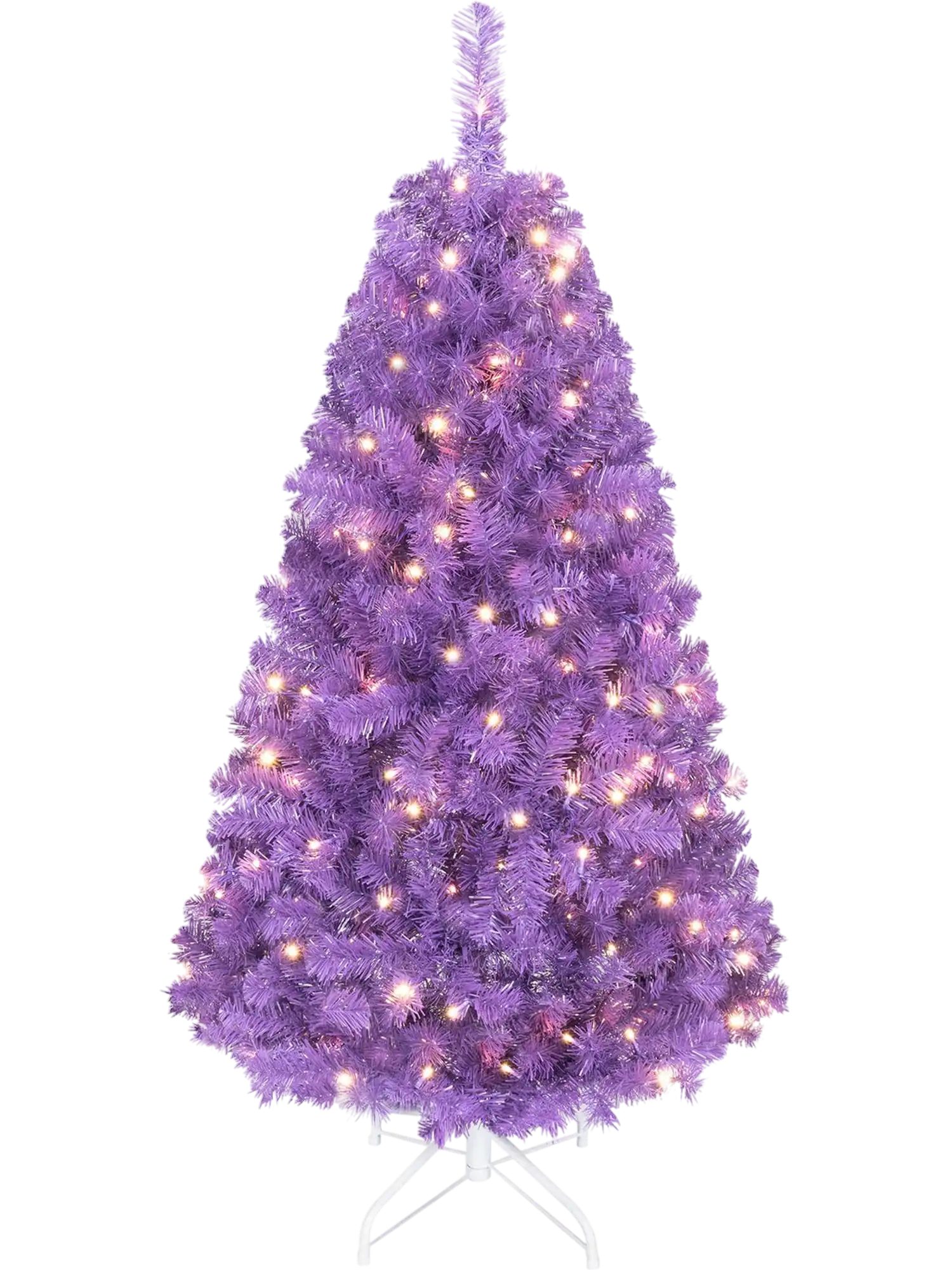Costway Pre-Lit Purple Christmas Tree Warm White LED 44523489 New