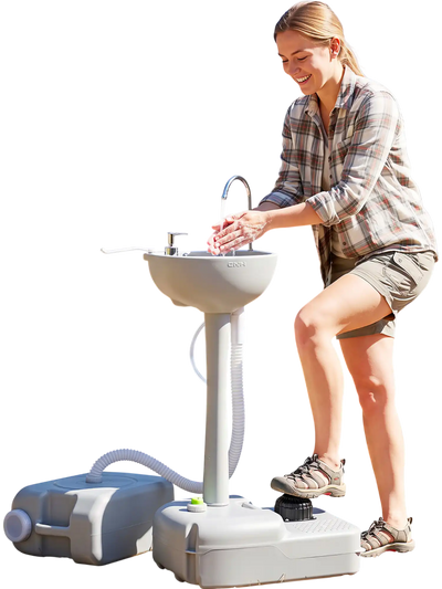Costway Portable Wash Basin Stand w/ 6.34 Gal Recovery Tank Rolling Wheels 83800828 New