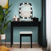 Vanity Table Set with Lighted Mirror for Bedroom and Dressing Room-Black - Gallery View 1 of 10