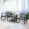 3 Pcs Cushioned Patio Rattan Set with Rocking Chair and Table-Gray - Gallery View 1 of 10