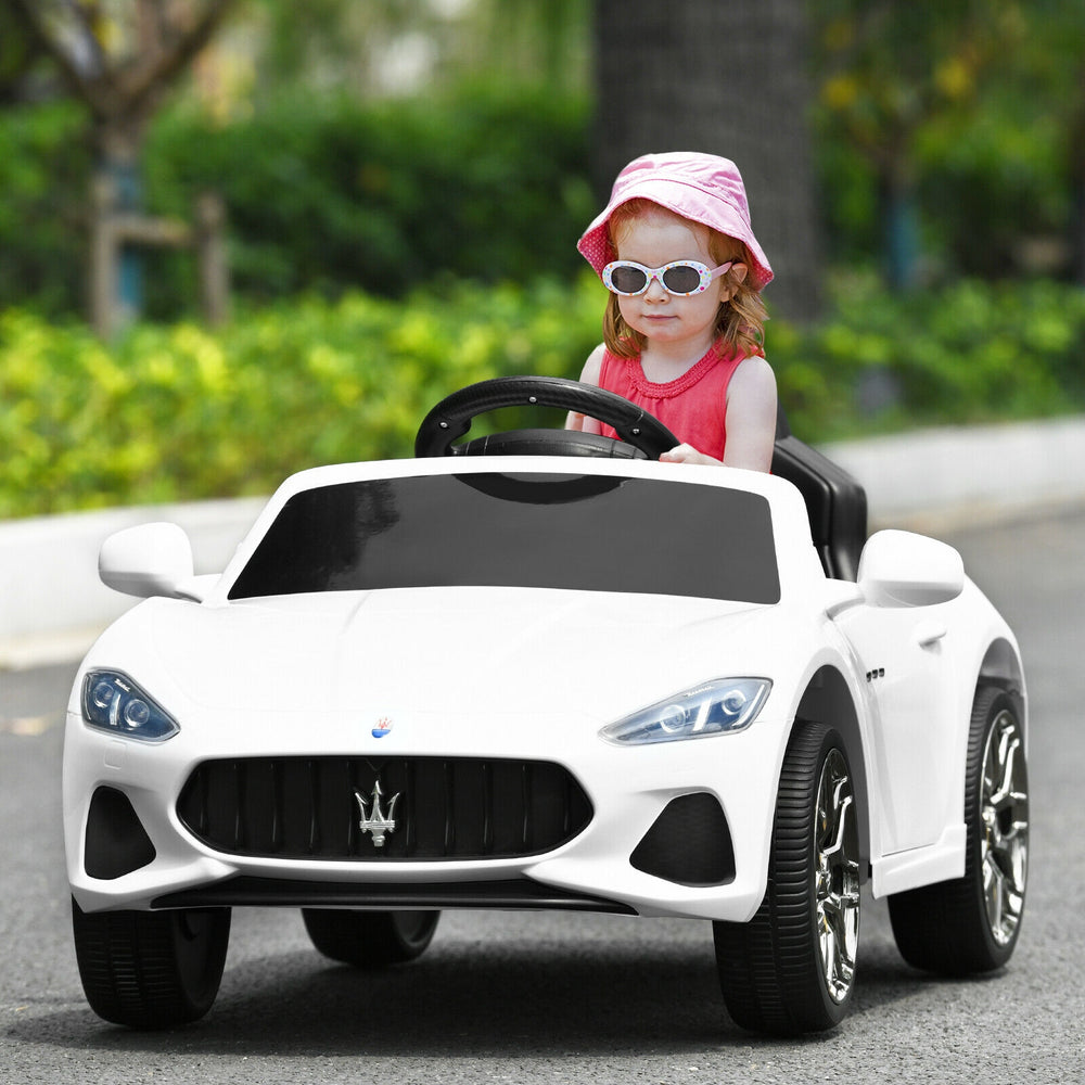 12V Kids Ride-On Car with Remote Control and Lights-White - Gallery View 1 of 12