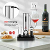 6-in-1 electric wine bottle opener set in stainless steel, USB charging, includes foil cutter and wine stoppers for.
