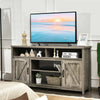 59 Inch TV Stand Media Center Console Cabinet with Barn Door for TV's 65 Inch-Natural - Gallery View 1 of 11
