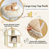 Large cozy top perch of a 77.5-inch cat tree condo in cream white, featuring plush fabric for warmth and comfort.