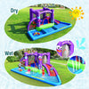 Inflatable water slide castle with octopus design, featuring a splash pool, slide, and fun activities for kids.
