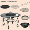 Round 35.5-inch patio fire pit dining table with BBQ grate, sturdy steel frame, ideal for outdoor gatherings and.
