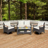 4 Pieces Patio Rattan Furniture Set with Cushioned Sofa and Storage Table-White - Gallery View 1 of 11