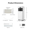 Portable air conditioner with remote control, 8000BTU, includes window kit and exhaust hose for efficient cooling.