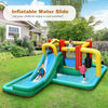 Inflatable water slide with climbing wall and splash pool, made from durable oxford cloth, perfect for outdoor fun.