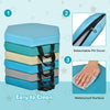 Multicolor hexagon toddler floor cushions with handles, made of waterproof PU for easy cleaning and comfort.