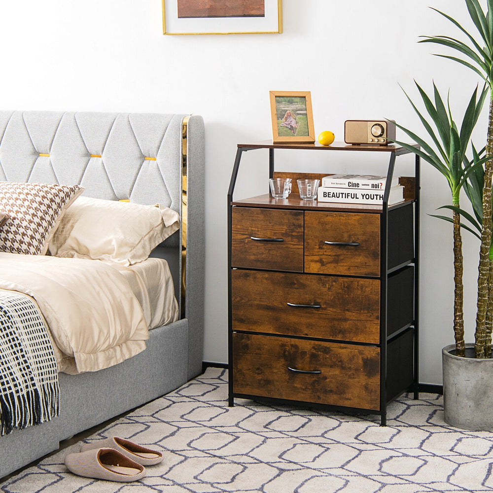 Freestanding Cabinet Dresser with Wooden Top Shelves-L - Gallery View 1 of 10