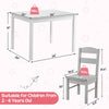 Kids wooden table and chair set in white, perfect for children aged 2-6, ideal for playroom activities and comfort.