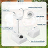 Camping hand wash station with stainless steel faucet, 4.5-gallon tank, and towel rack for hygiene convenience.