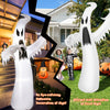 12 feet inflatable ghost with LED lights, made of durable polyester, perfect for Halloween yard decoration.
