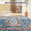 Distressed vintage 5 x 7 inch area rug with flame-resistant fabric, perfect for living room or bedroom use.