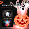6 feet inflatable Halloween ghosts with pumpkin decor and rotating lamp, perfect for creating a spooky atmosphere.